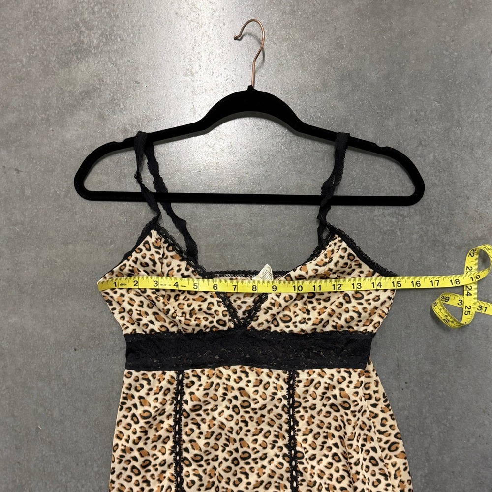 Rosalie Leopard Print Lace Trim Slip Dress Womens Medium Y2K Grunge Animal Print - Picture 6 of 6